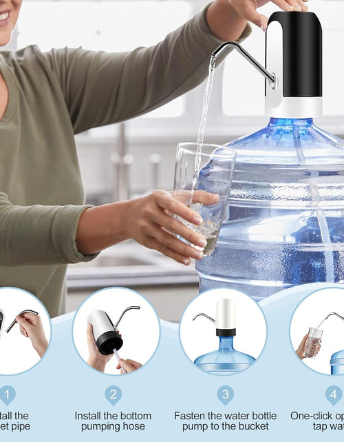 Load image into Gallery viewer, Water Jug Pump, Electric Water Bottle Pump, USB Charging Automatic Drinking Water Pump for Universal 3-5 Gallon Bottle, Portable Water Dispenser for Camping
