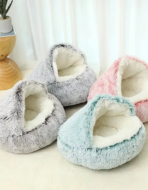 Load image into Gallery viewer, Winter Plush Pet Cat Bed round Cat Cushion Cat House 2 in 1 Warm Cats Basket Pet Sleep Bag Kitten Nest Kennel for Small Dog Cats
