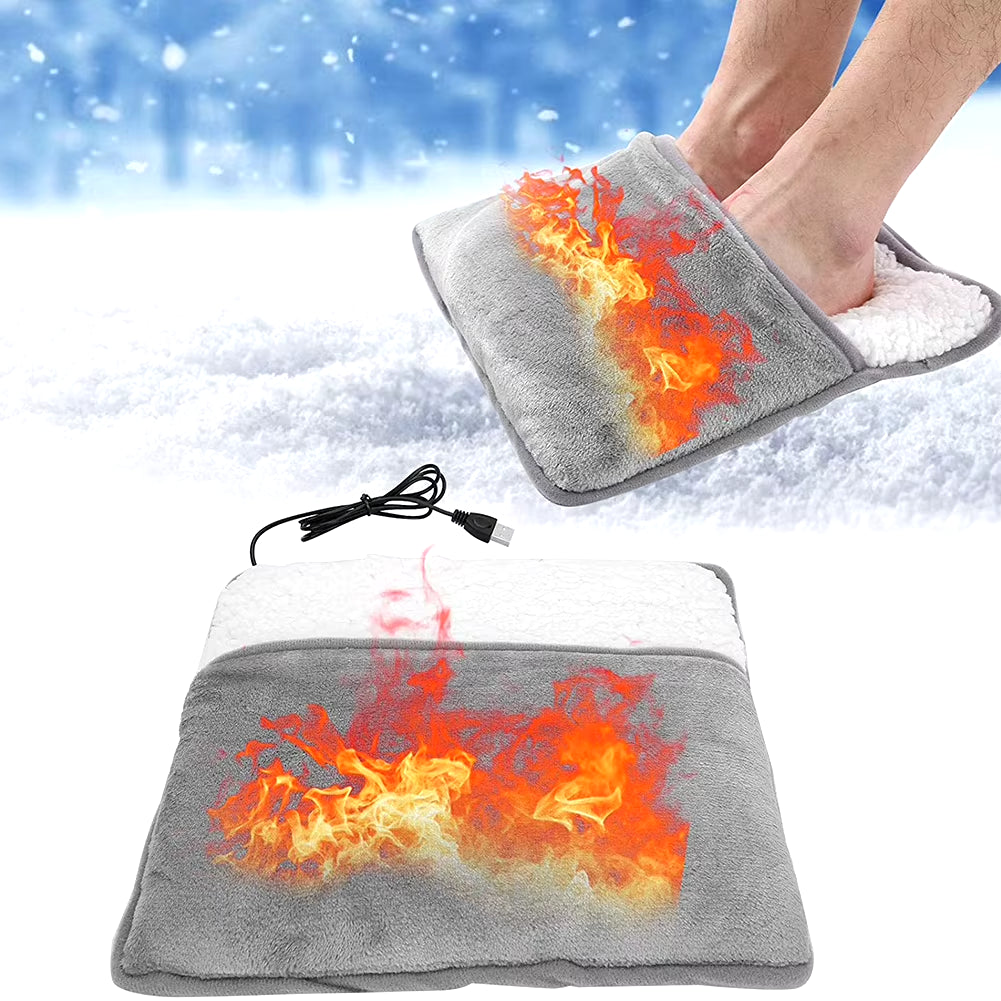 Electric Heater Foot Warmer USB Charging Power Saving Fleece Couple Warm Foot Cover Feet Heating Pads for Home Bedroom Sleeping